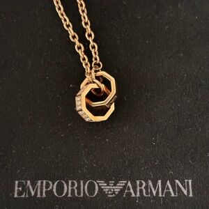 Rose gold NWT Emporio Armani interlocking pendant necklace